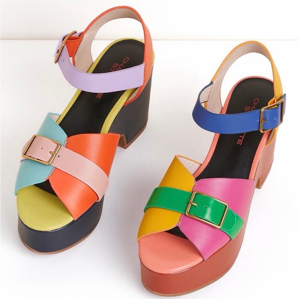 Charlotte Stone Raf Platform Sandals in Solimar Multicolor Size 8